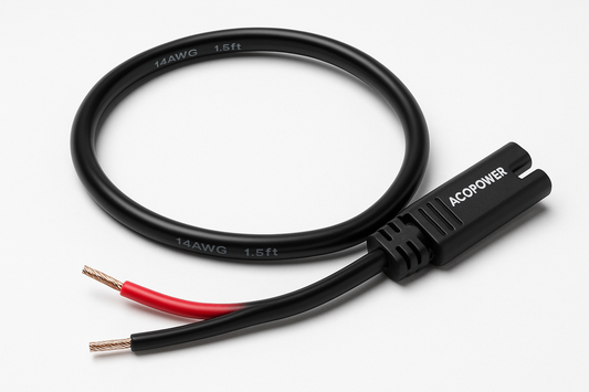 High-quality ACOPOWER Bare wire-SAE 14AWG 1.5ft cable with SAE connector and bare wire ends for solar panel connections